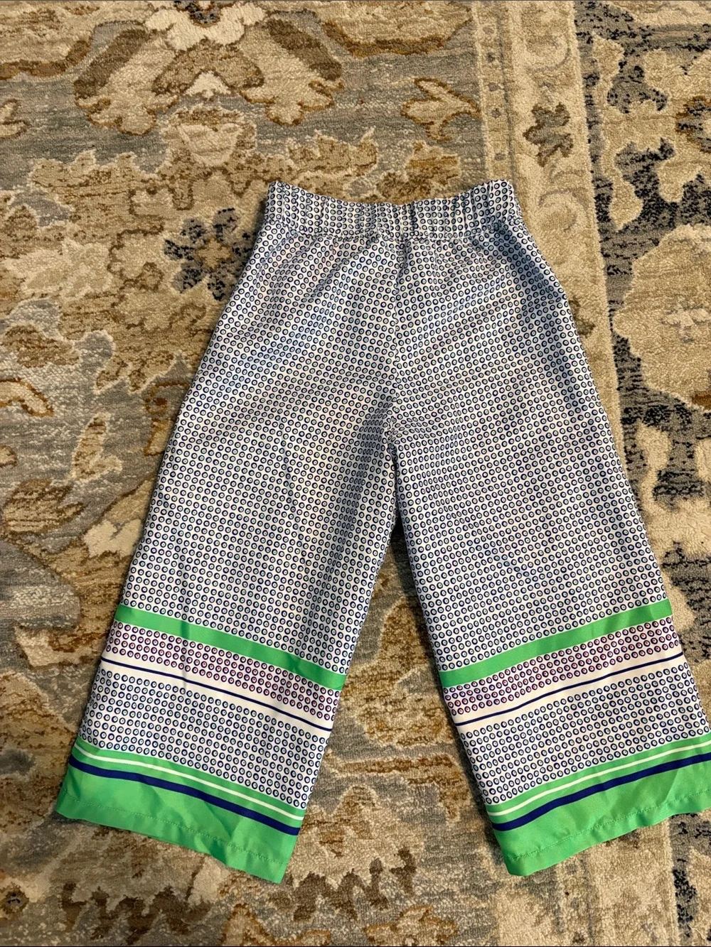 Janie and Jack Green and Navy Geometric Stripe Pajama Pants size 4